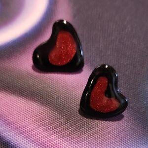 Black and Red Heart Cartoon Stud Earrings